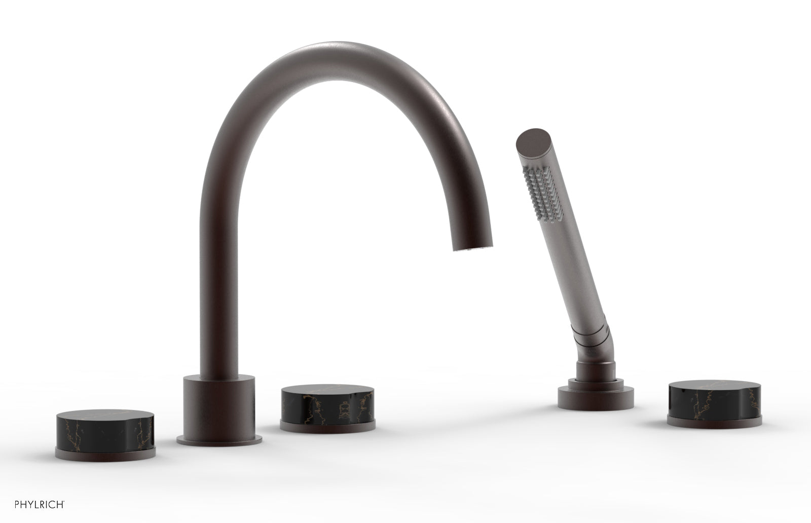 CIRC - Deck Tub Set with Hand Shower - High Spout Marble Handles 250-50