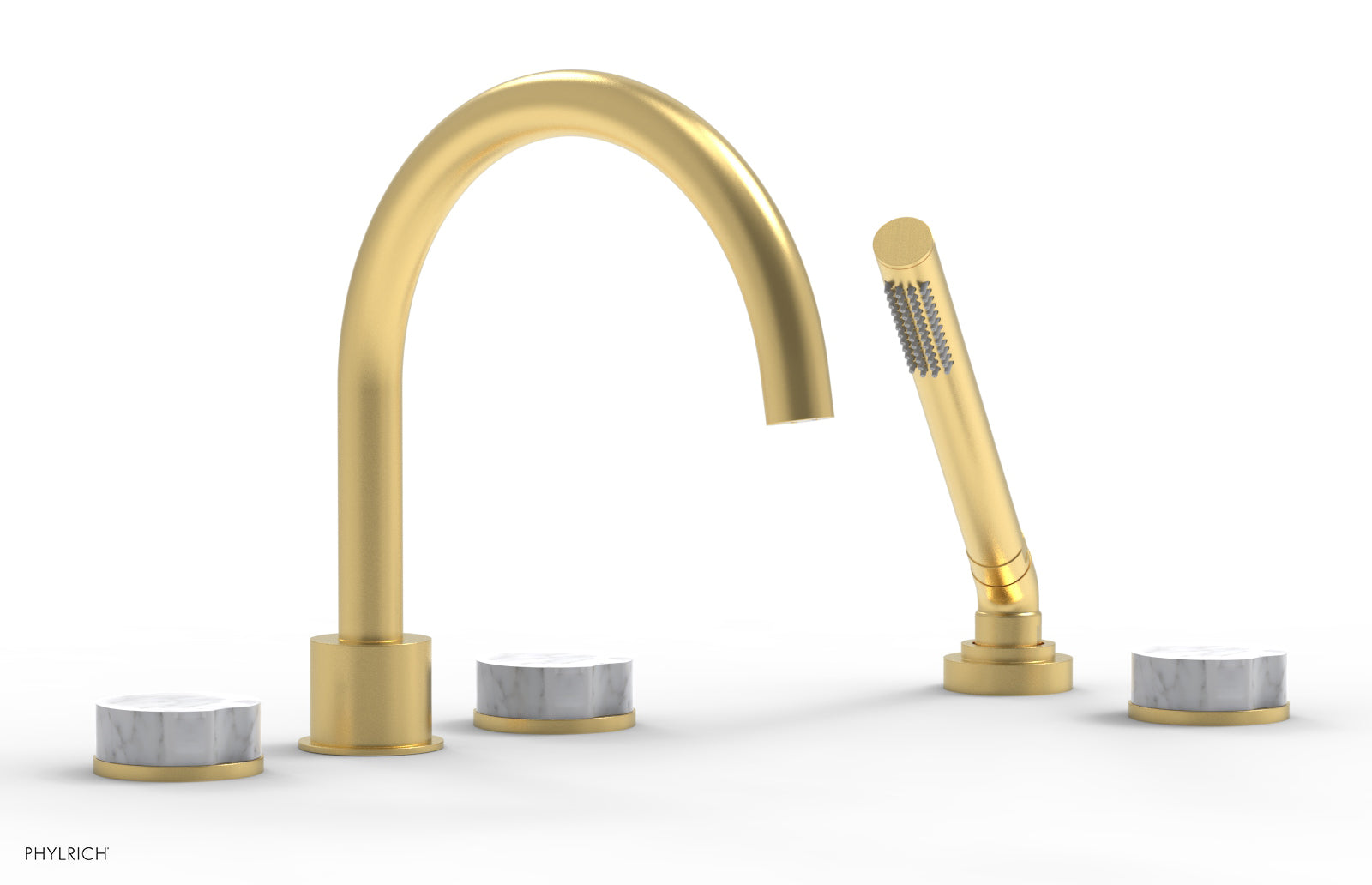 CIRC - Deck Tub Set with Hand Shower - High Spout Marble Handles 250-50