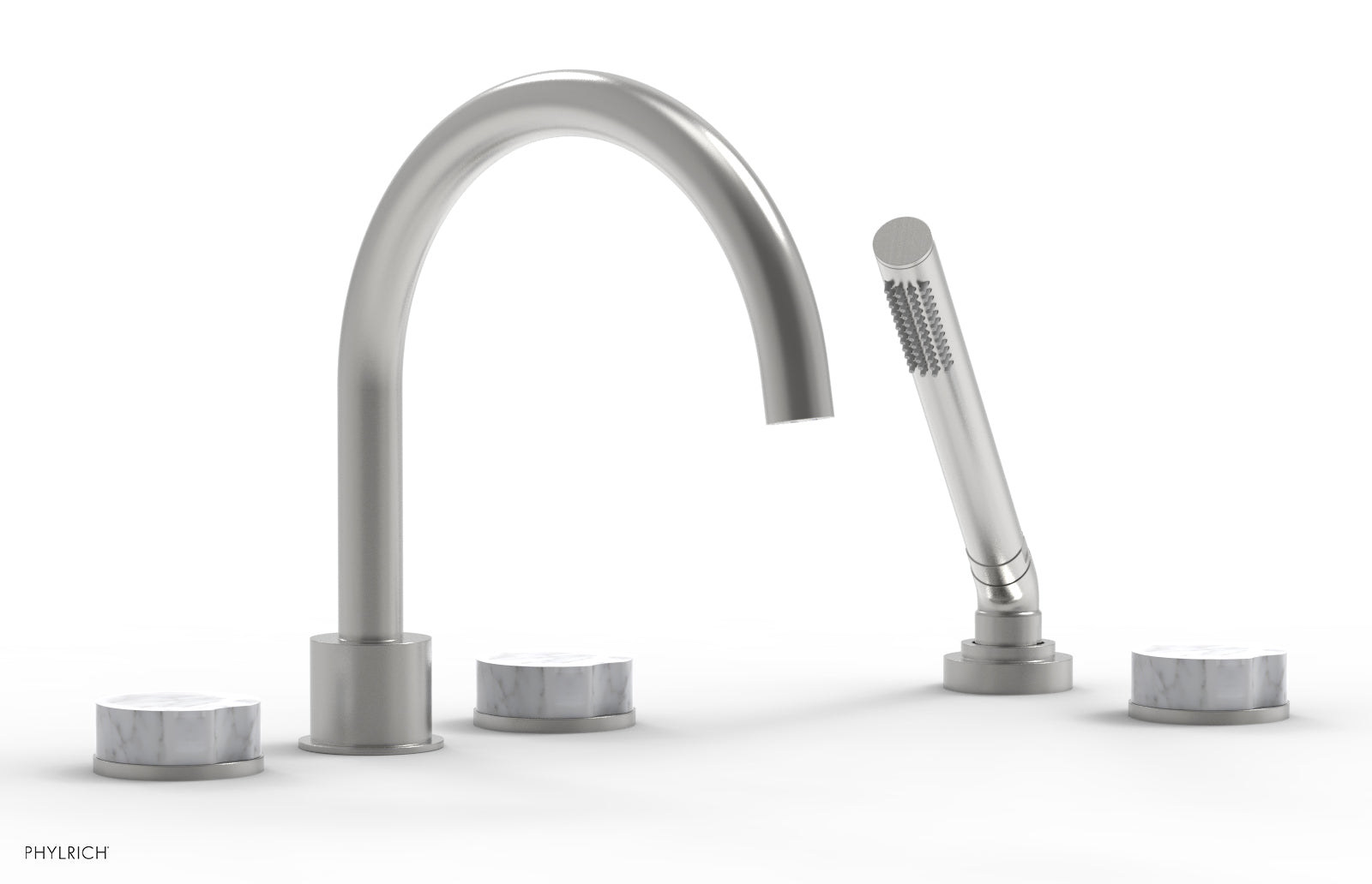 CIRC - Deck Tub Set with Hand Shower - High Spout Marble Handles 250-50