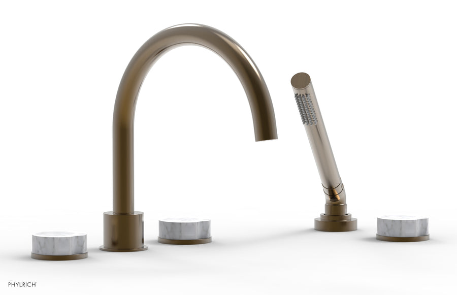 CIRC - Deck Tub Set with Hand Shower - High Spout Marble Handles 250-50