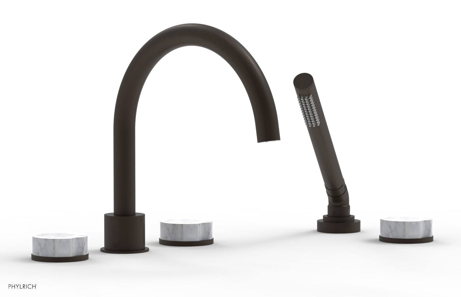 CIRC - Deck Tub Set with Hand Shower - High Spout Marble Handles 250-50