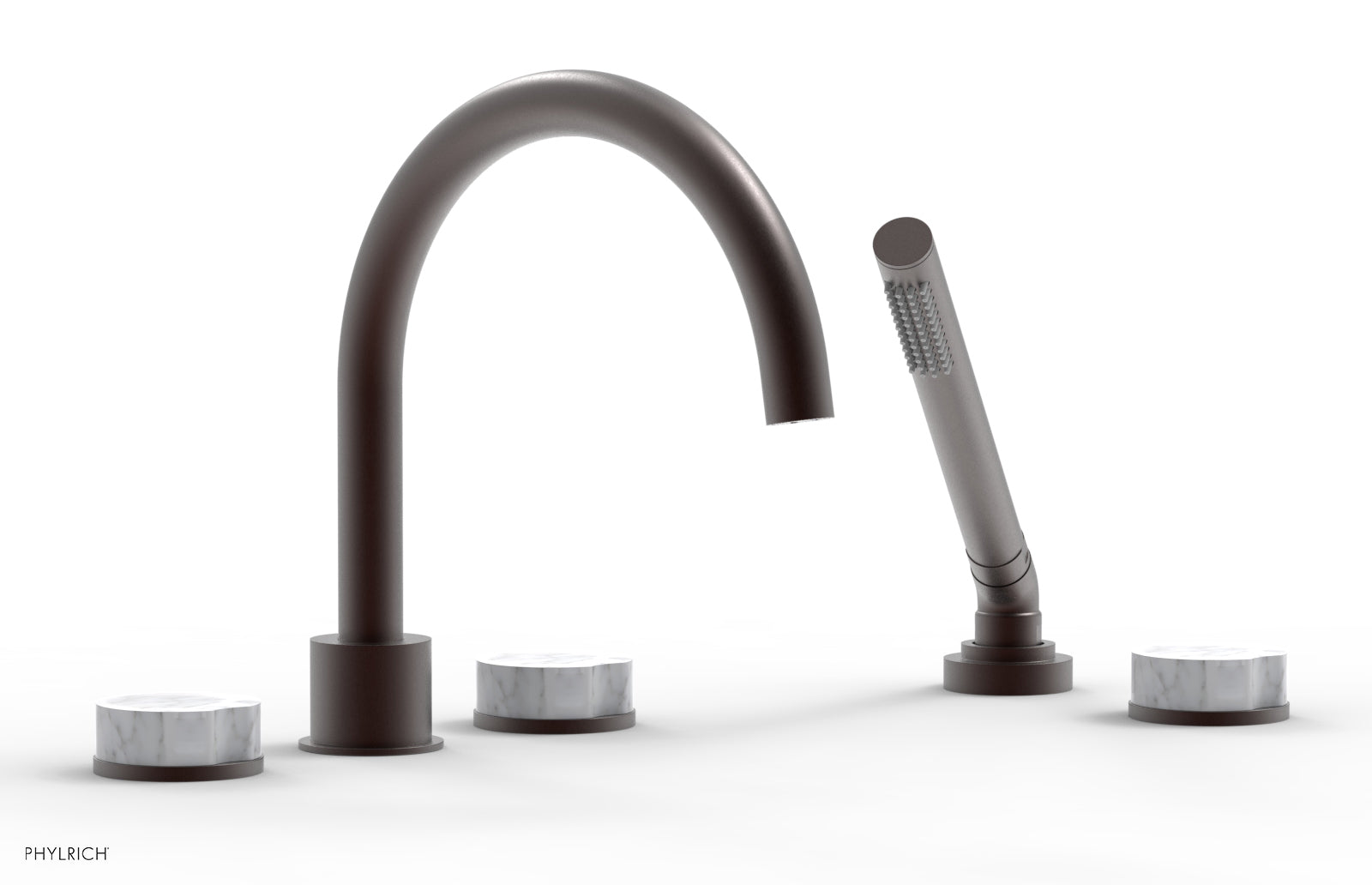 CIRC - Deck Tub Set with Hand Shower - High Spout Marble Handles 250-50