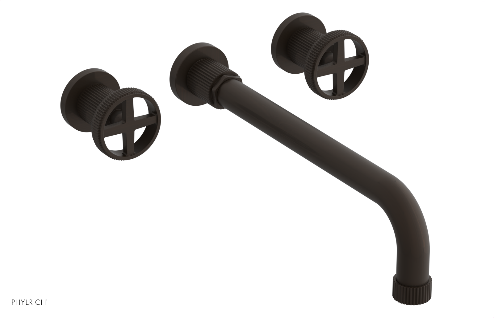 DUSTRIE Wall Lavatory Set - 12" Spout - Cross Handle - Grooved 370-11-12