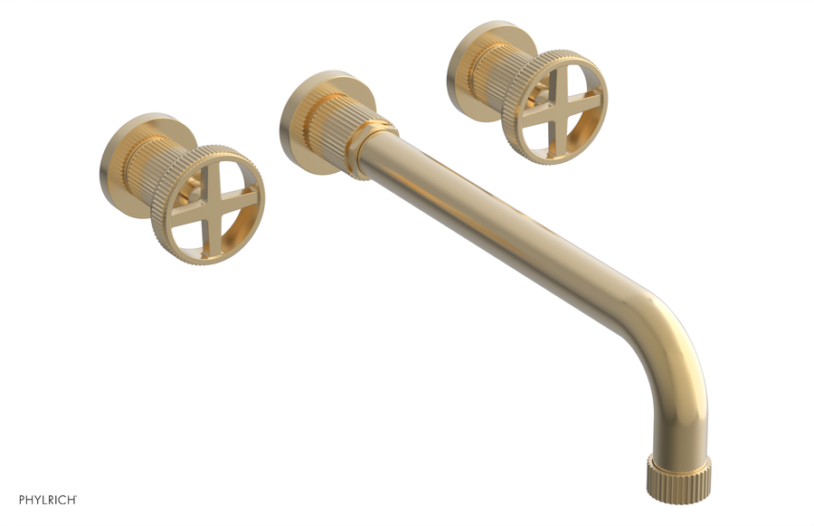 DUSTRIE Wall Lavatory Set - 12" Spout - Cross Handle - Grooved 370-11-12