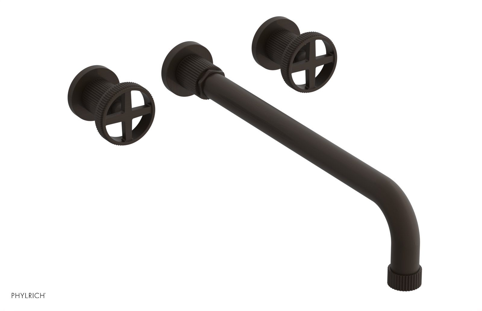 DUSTRIE Wall Lavatory Set - 14" Spout - Cross Handle - Grooved 370-11-14