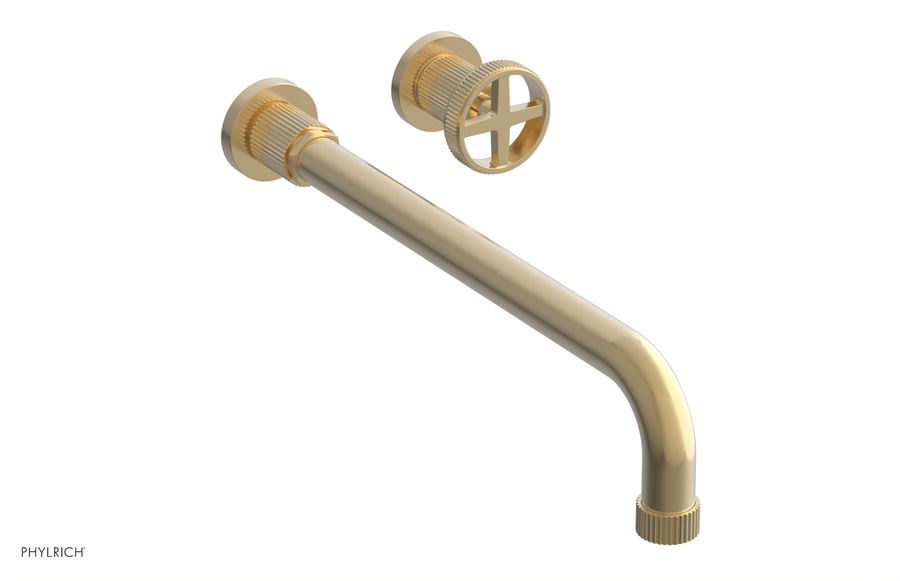 DUSTRIE Single Handle Wall Lavatory Set - 14" Spout - Grooved 370-15-14