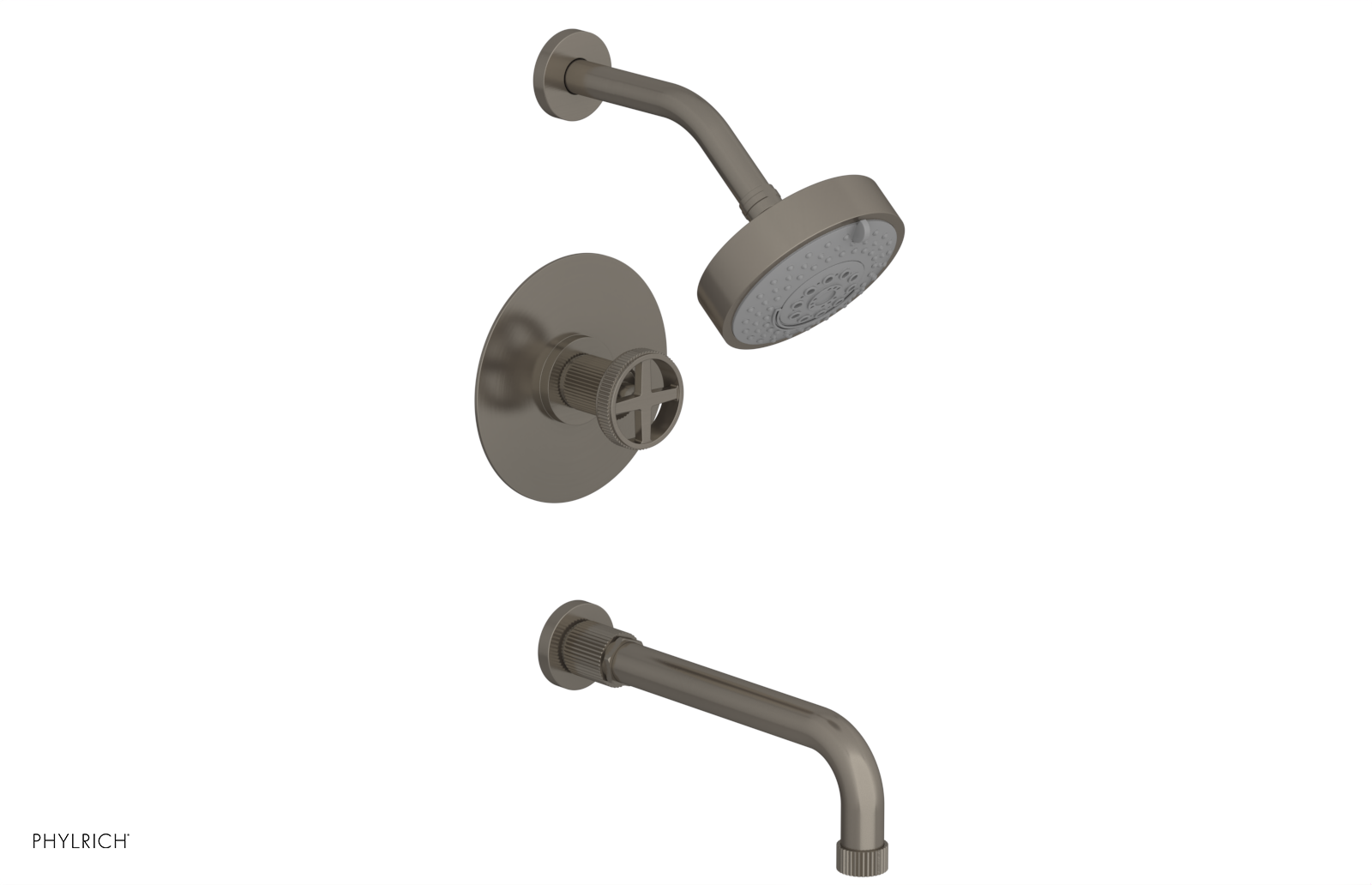 DUSTRIE - Pressure Balance Tub & Shower Set - 10" Spout -  Cross Handle - Grooved 370-26-10