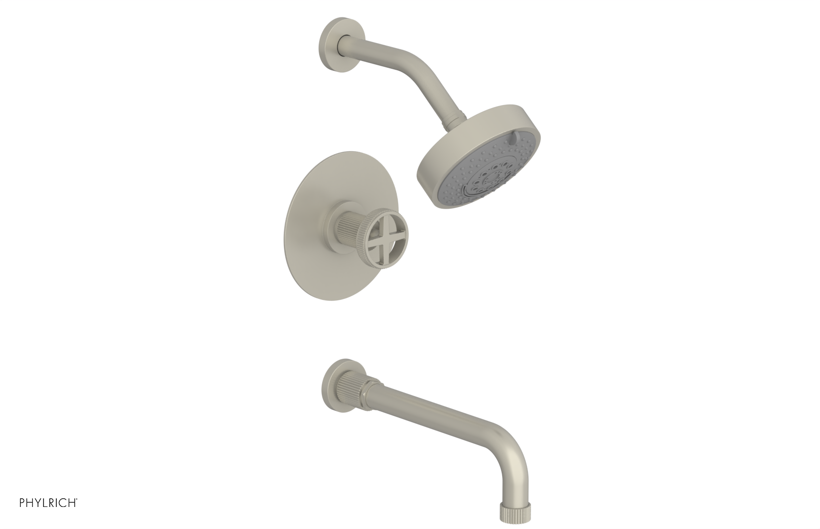 DUSTRIE - Pressure Balance Tub & Shower Set - 10" Spout -  Cross Handle - Grooved 370-26-10