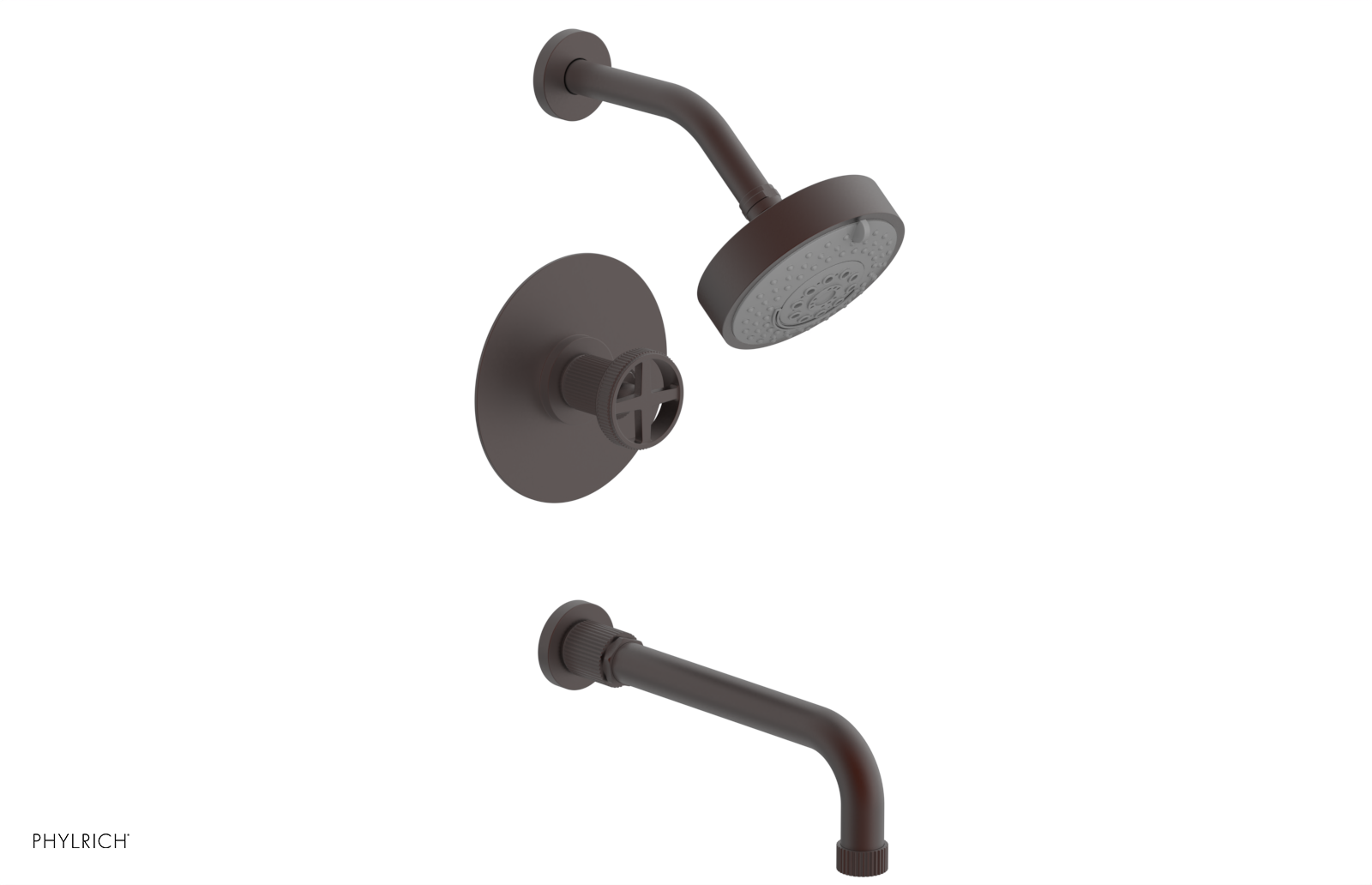 DUSTRIE - Pressure Balance Tub & Shower Set - 10" Spout -  Cross Handle - Grooved 370-26-10