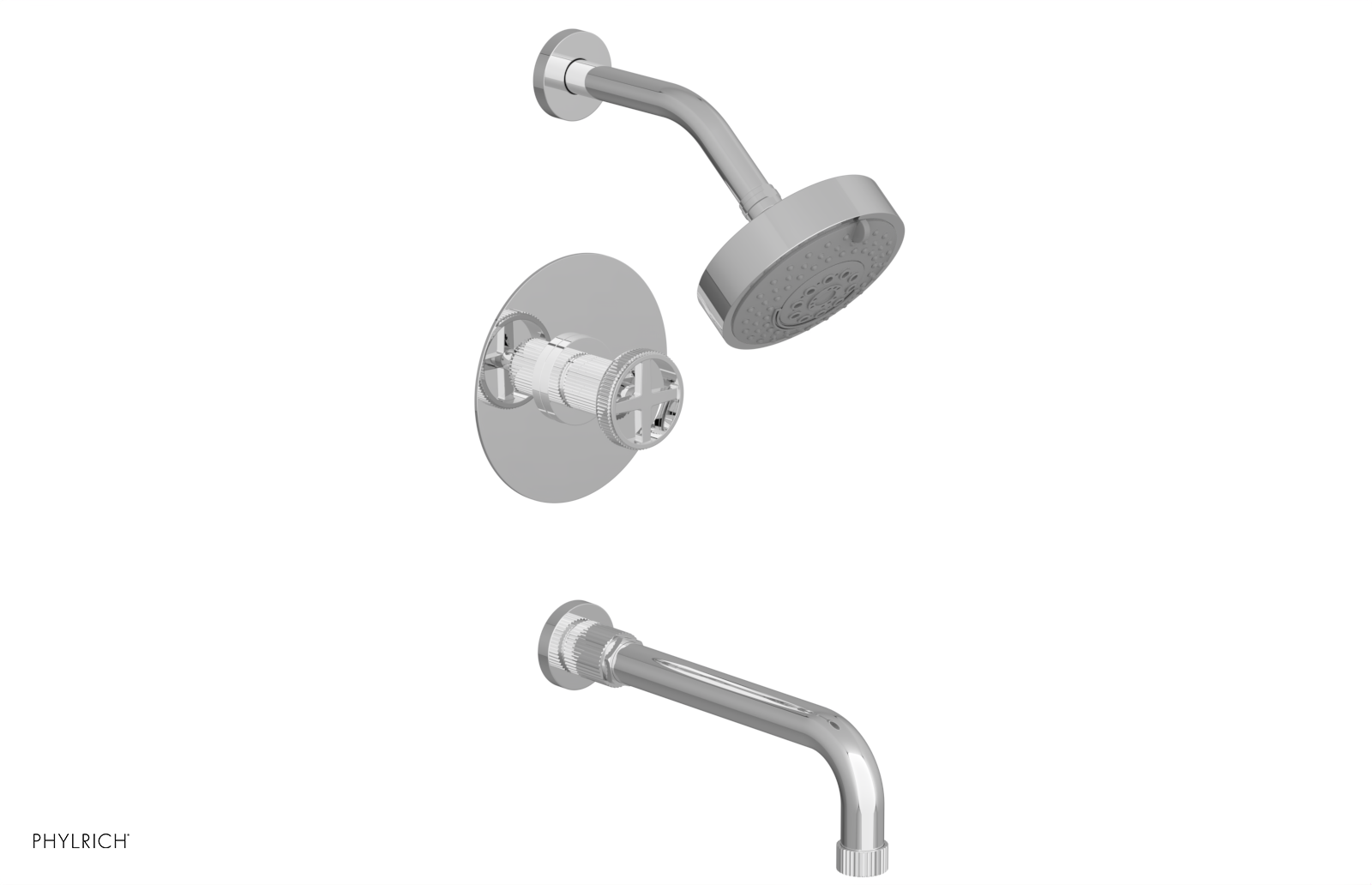 DUSTRIE - Pressure Balance Tub & Shower Set - 10" Spout -  Cross Handle - Grooved 370-26-10
