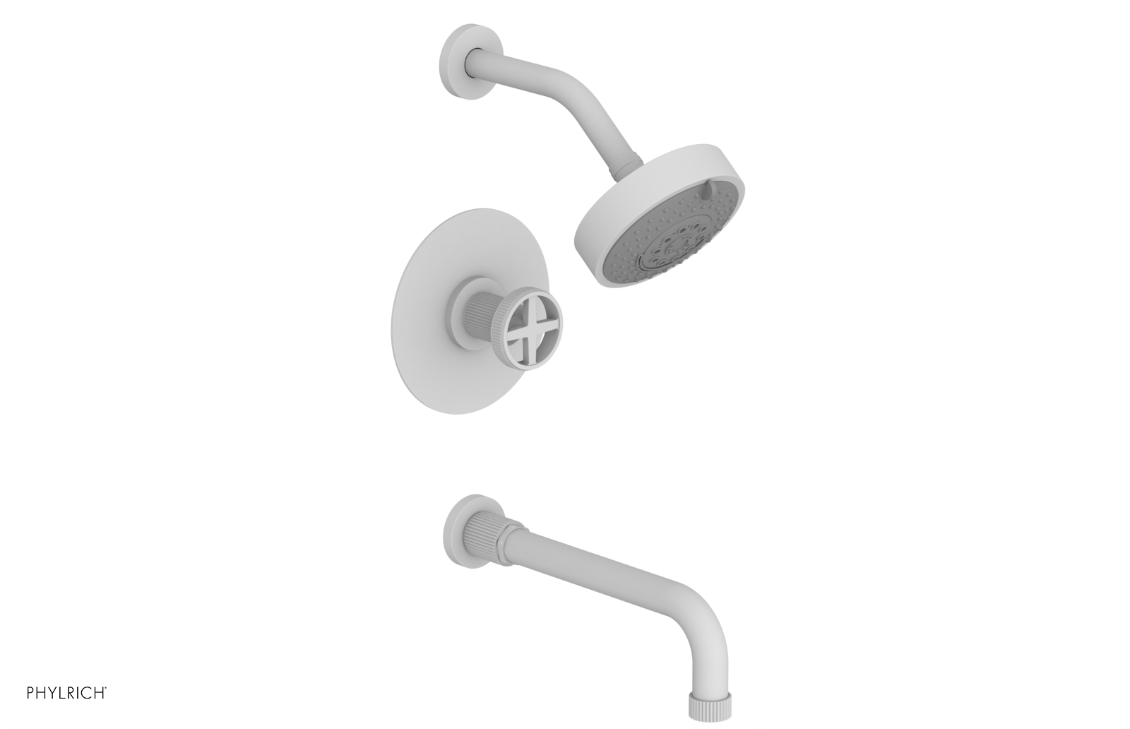 DUSTRIE - Pressure Balance Tub & Shower Set - 10" Spout -  Cross Handle - Grooved 370-26-10