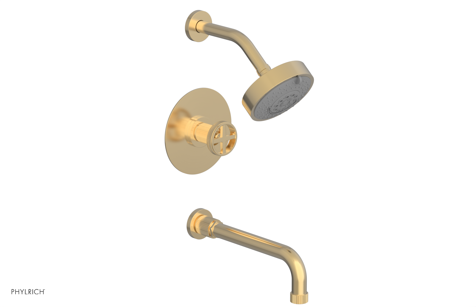DUSTRIE - Pressure Balance Tub & Shower Set - 10" Spout -  Cross Handle - Grooved 370-26-10