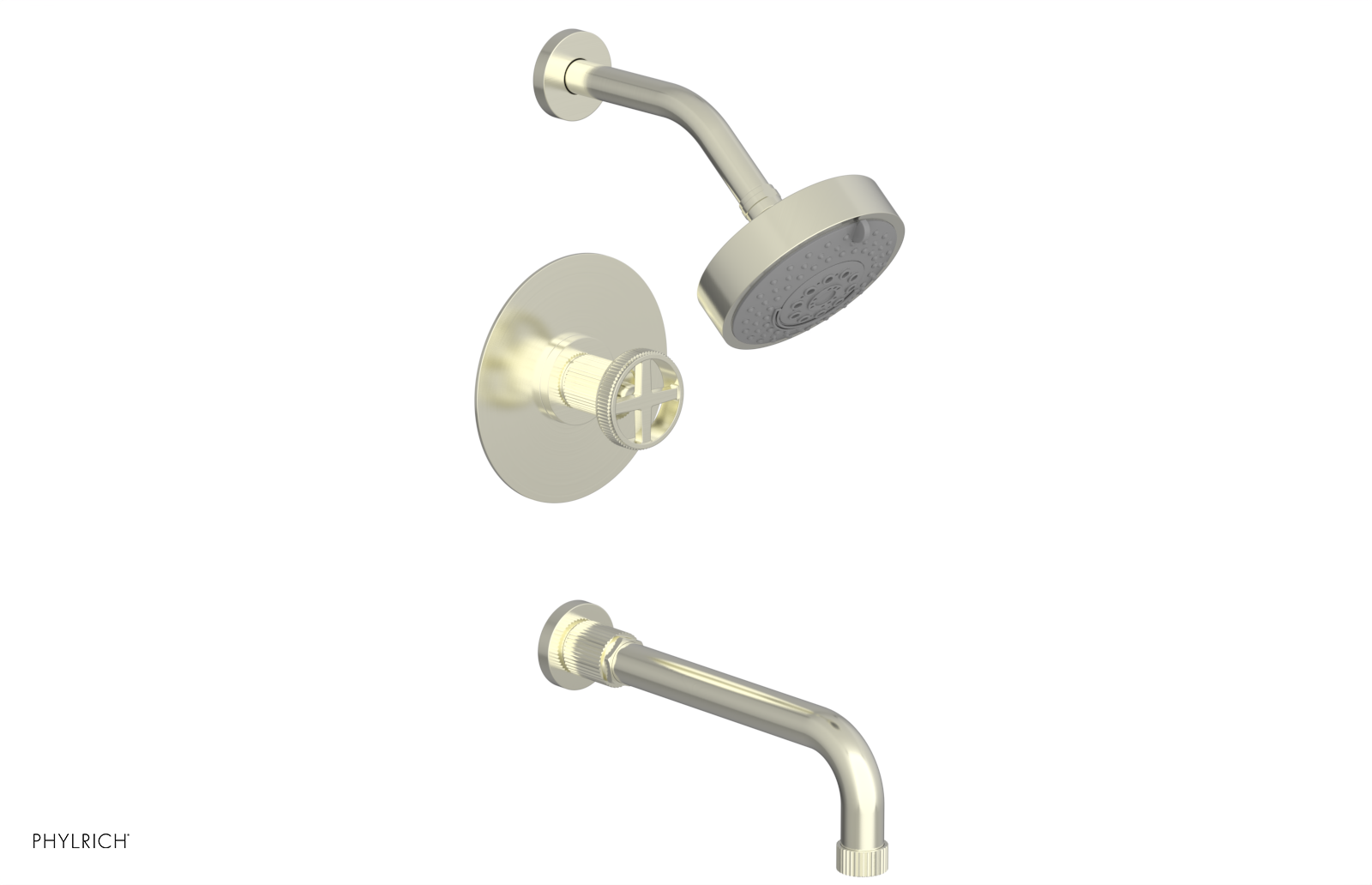 DUSTRIE - Pressure Balance Tub & Shower Set - 10" Spout -  Cross Handle - Grooved 370-26-10