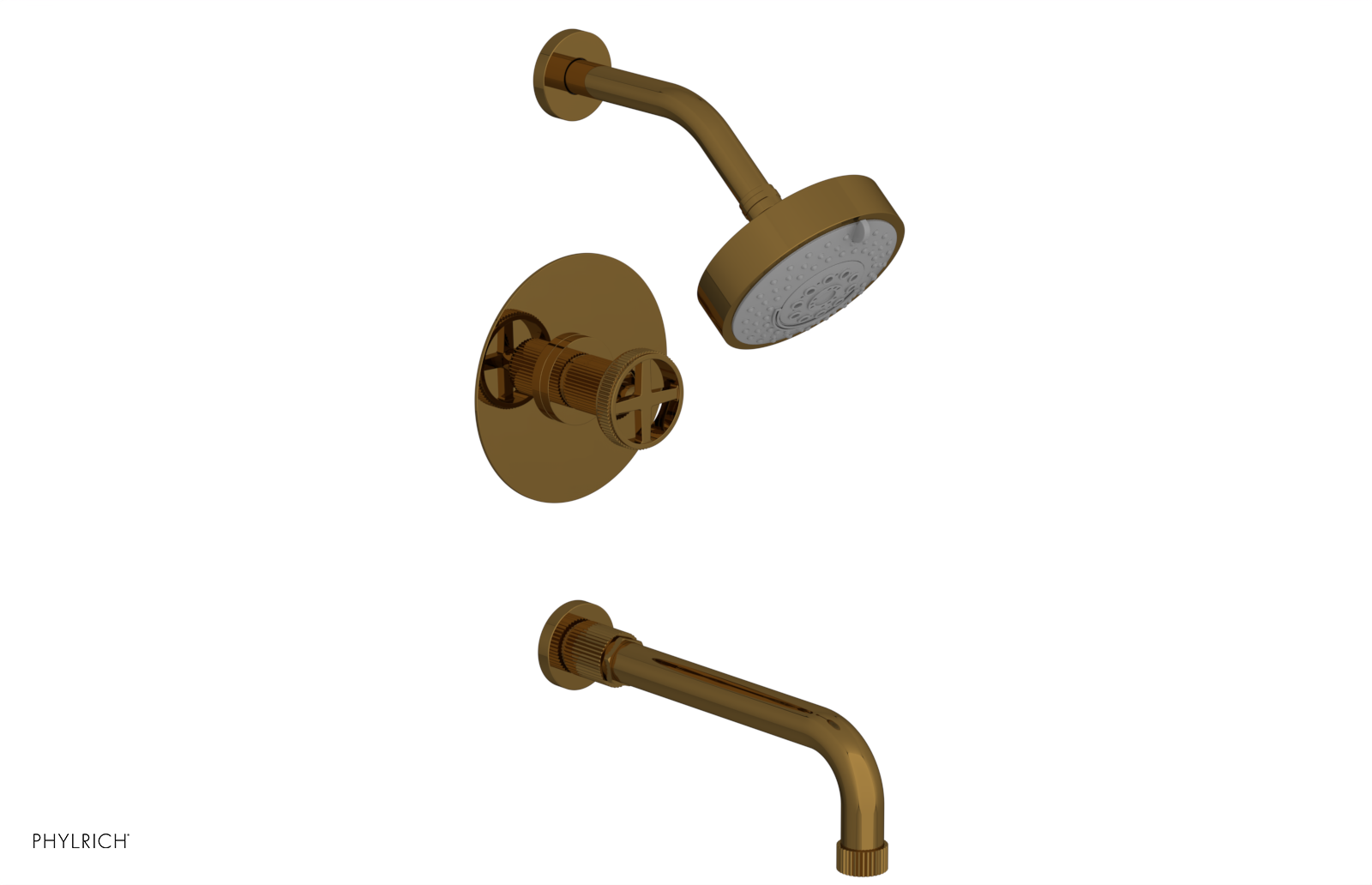 DUSTRIE - Pressure Balance Tub & Shower Set - 10" Spout -  Cross Handle - Grooved 370-26-10