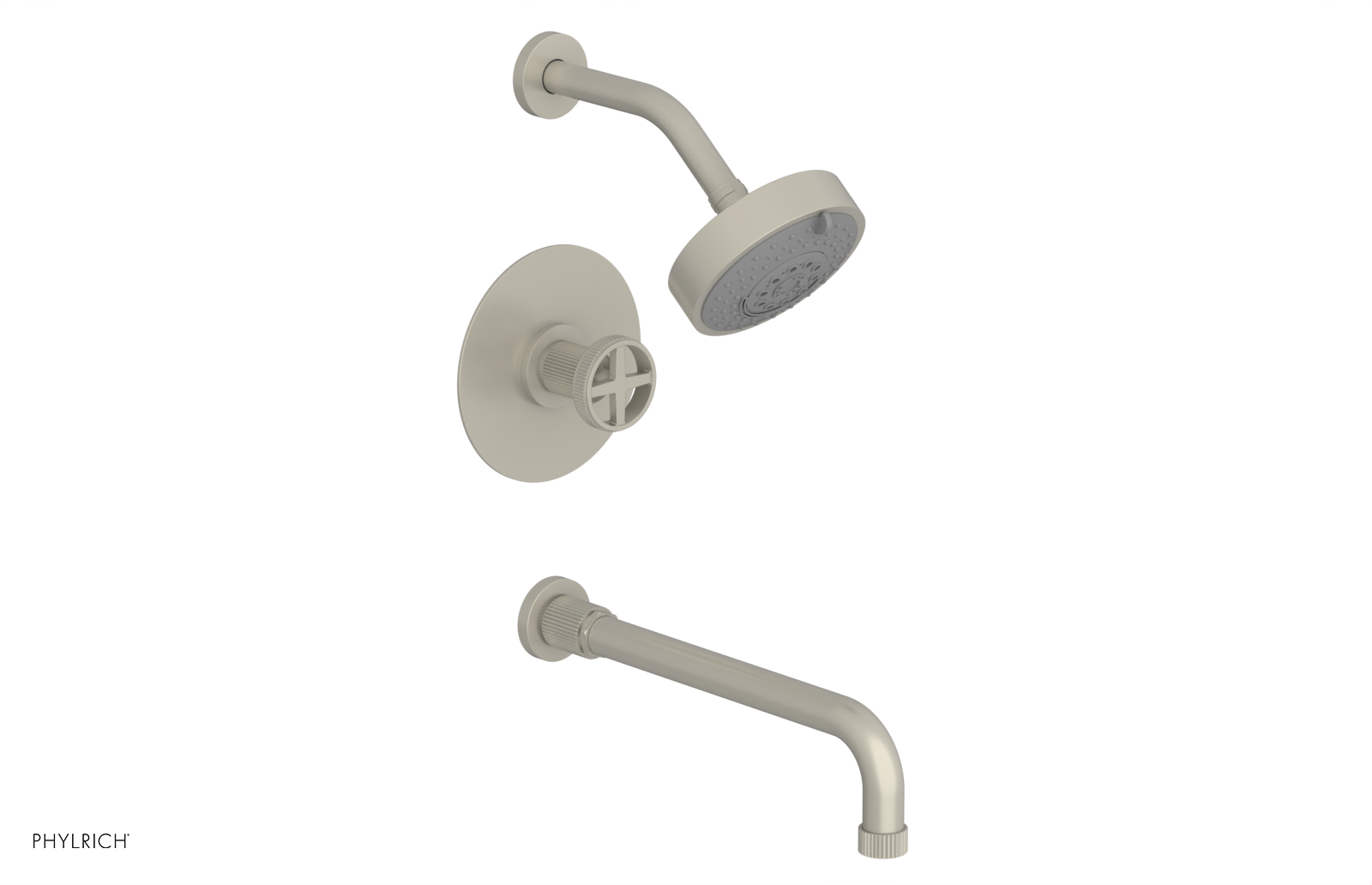 DUSTRIE - Pressure Balance Tub & Shower Set - 12" Spout -  Cross Handle - Grooved 370-26-12