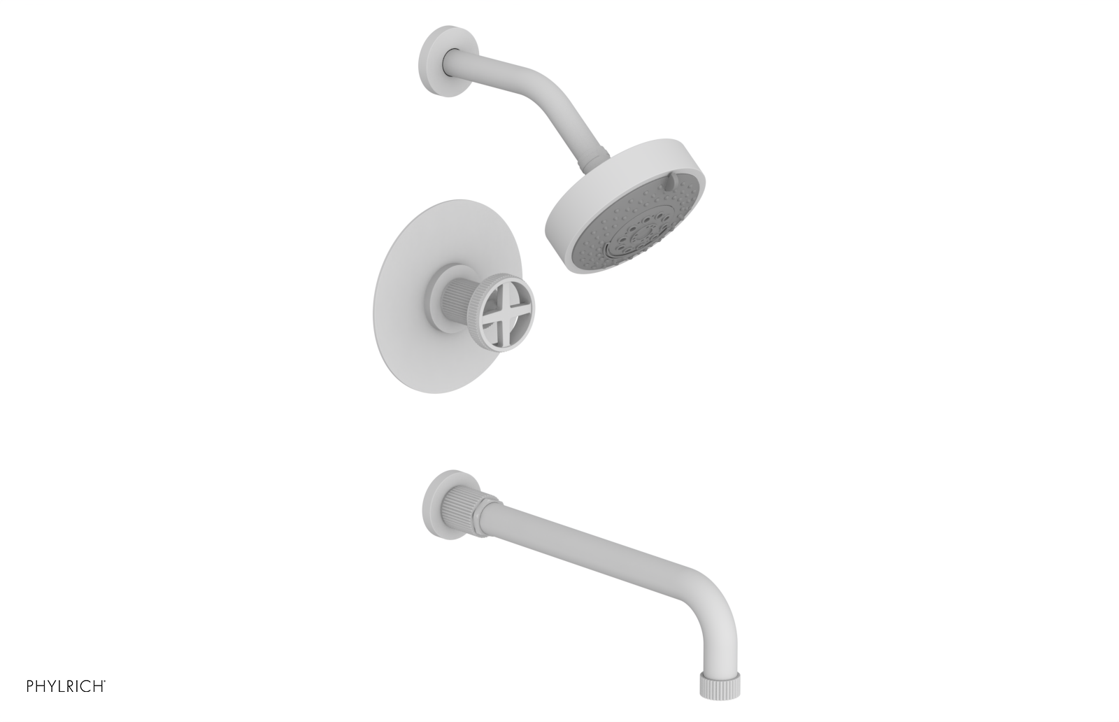 DUSTRIE - Pressure Balance Tub & Shower Set - 12" Spout -  Cross Handle - Grooved 370-26-12