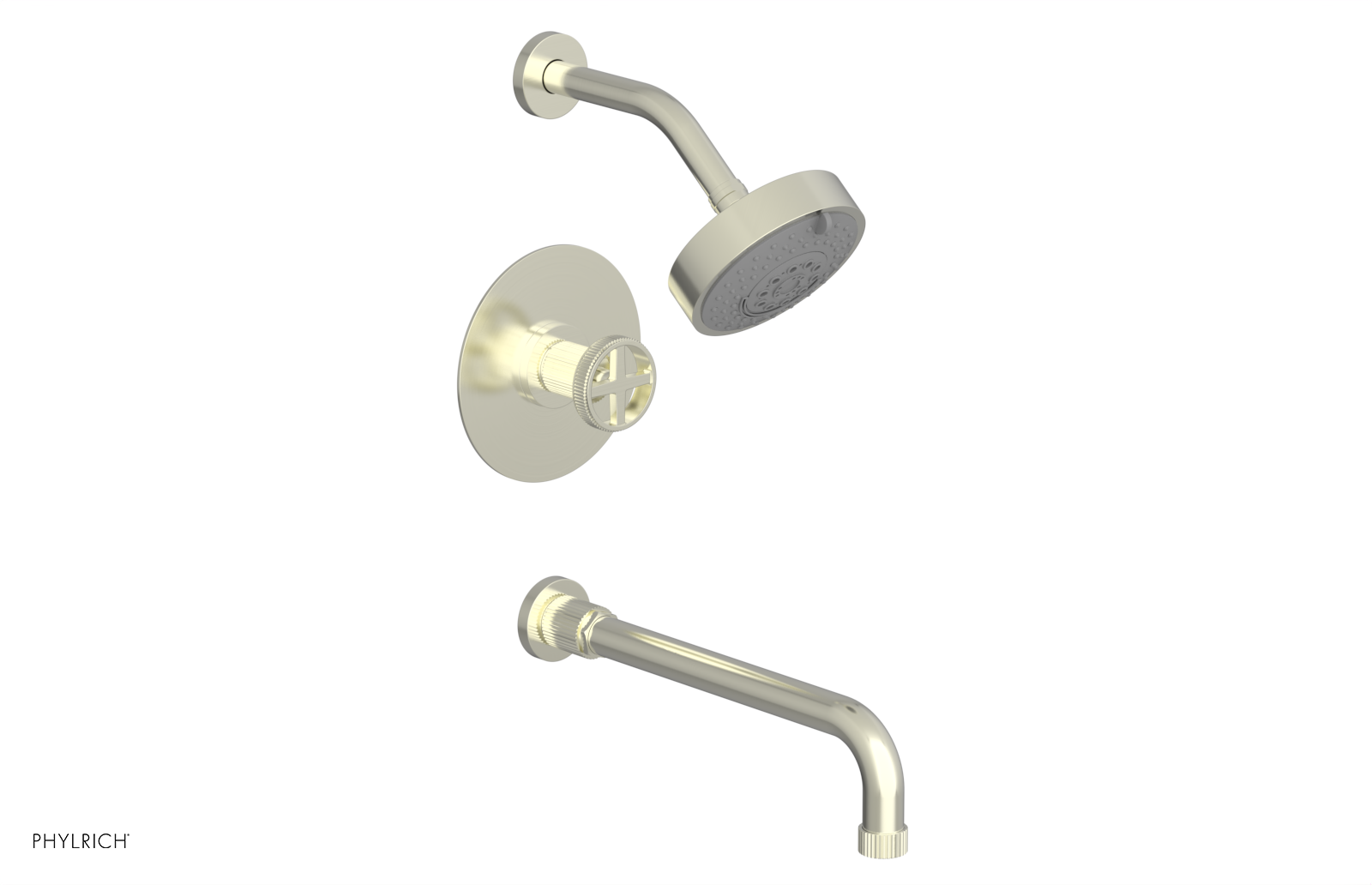 DUSTRIE - Pressure Balance Tub & Shower Set - 12" Spout -  Cross Handle - Grooved 370-26-12