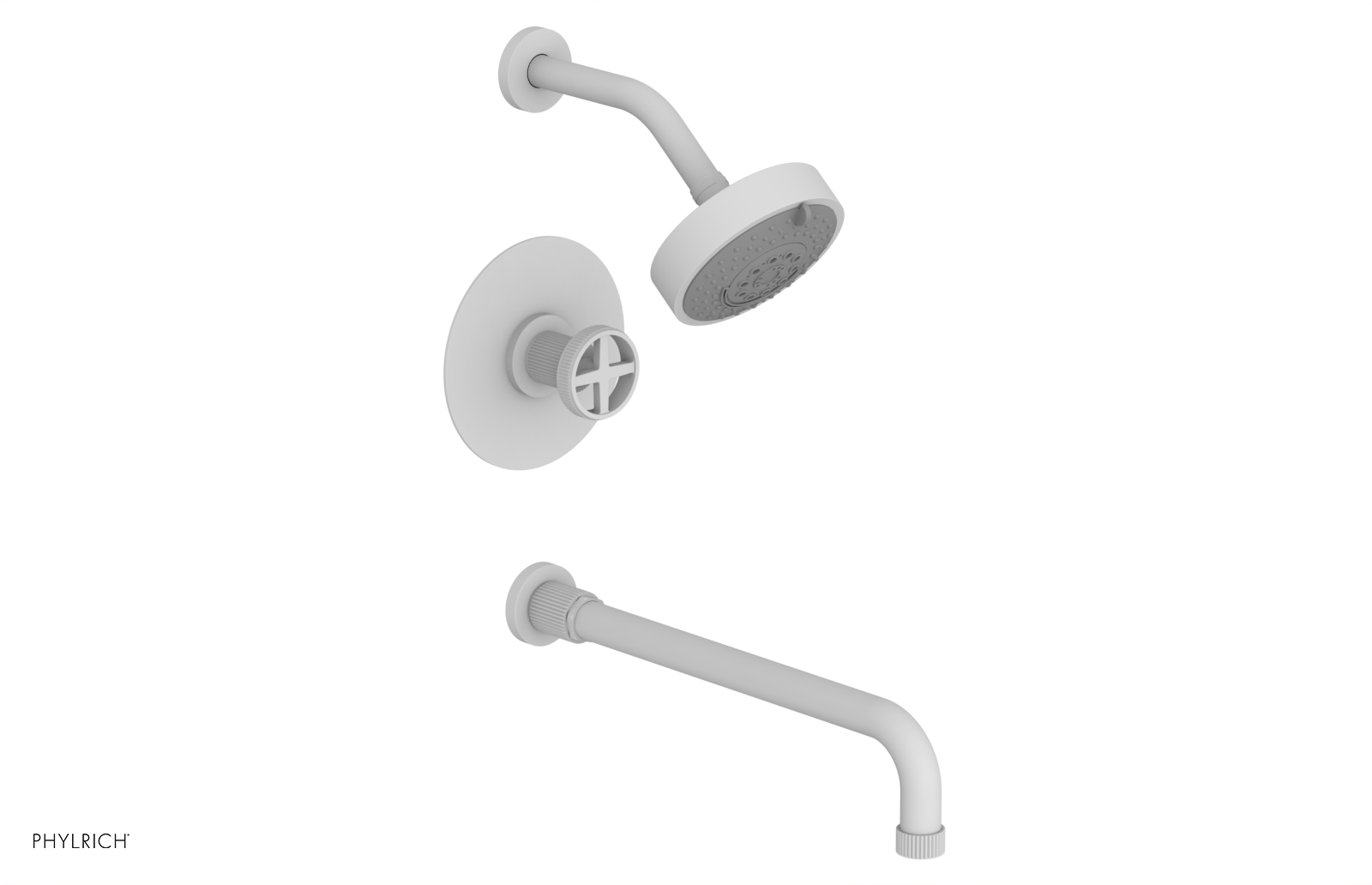 DUSTRIE - Pressure Balance Tub & Shower Set - 14" Spout -  Cross Handle - Grooved 370-26-14