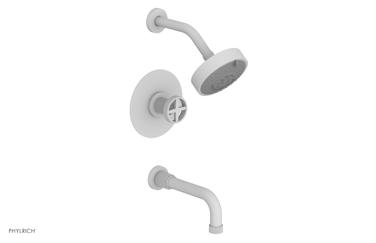 DUSTRIE - Pressure Balance Tub & Shower Set - 7 5/8" Spout -  Cross Handle - Grooved 370-26