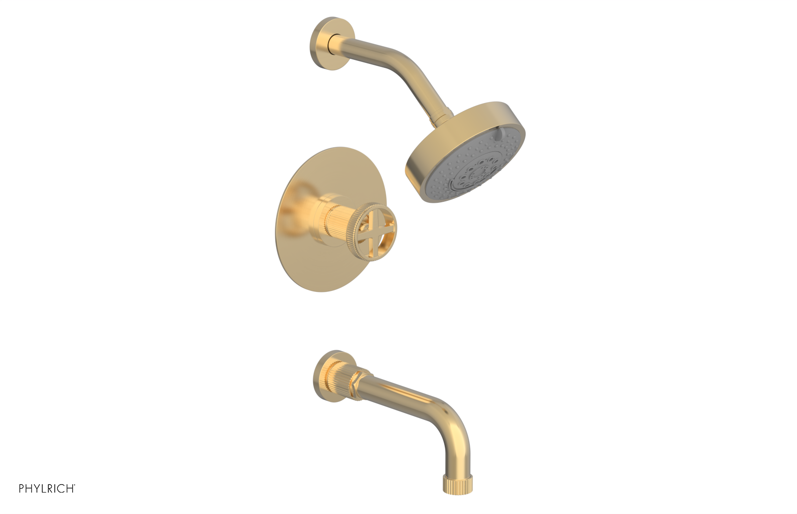 DUSTRIE - Pressure Balance Tub & Shower Set - 7 5/8" Spout -  Cross Handle - Grooved 370-26