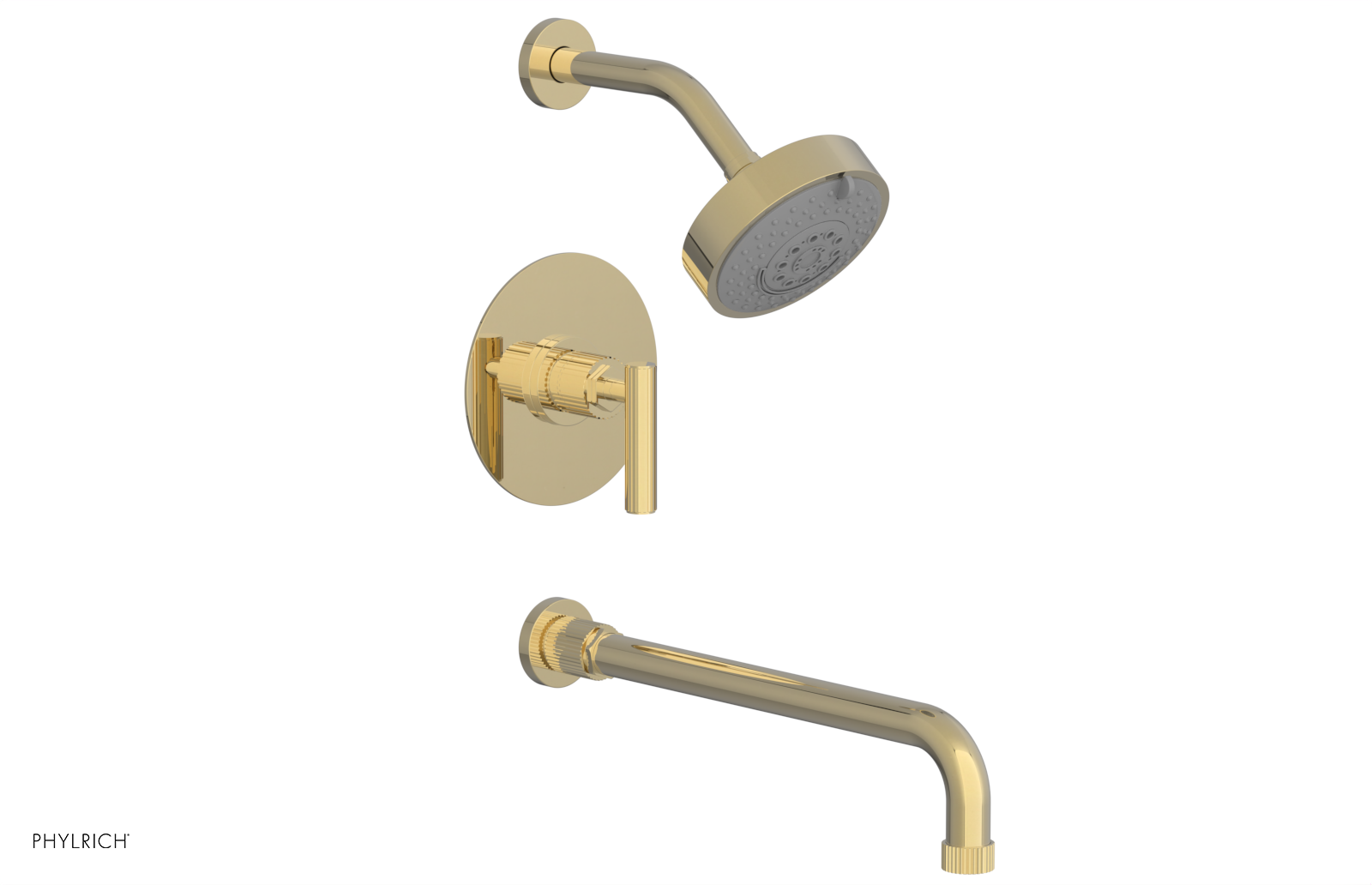 DUSTRIE - Pressure Balance Tub & Shower Set - 14" Spout -  Lever Handle - Grooved 370-27-14