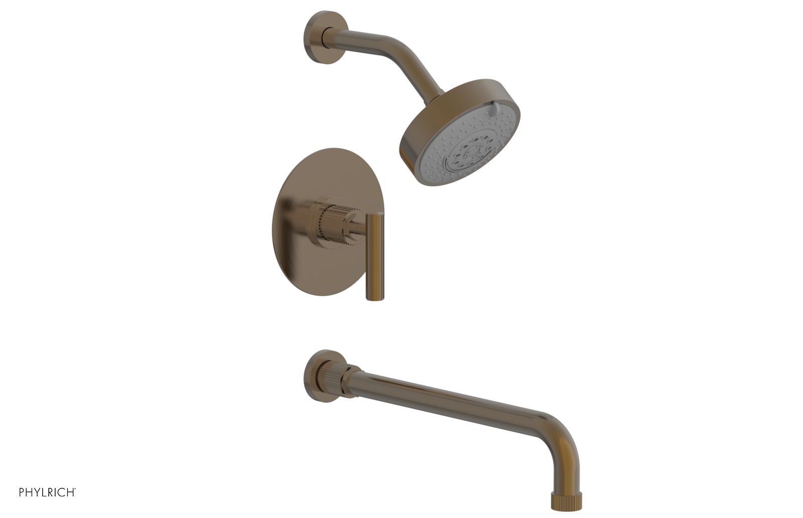 DUSTRIE - Pressure Balance Tub & Shower Set - 14" Spout -  Lever Handle - Grooved 370-27-14