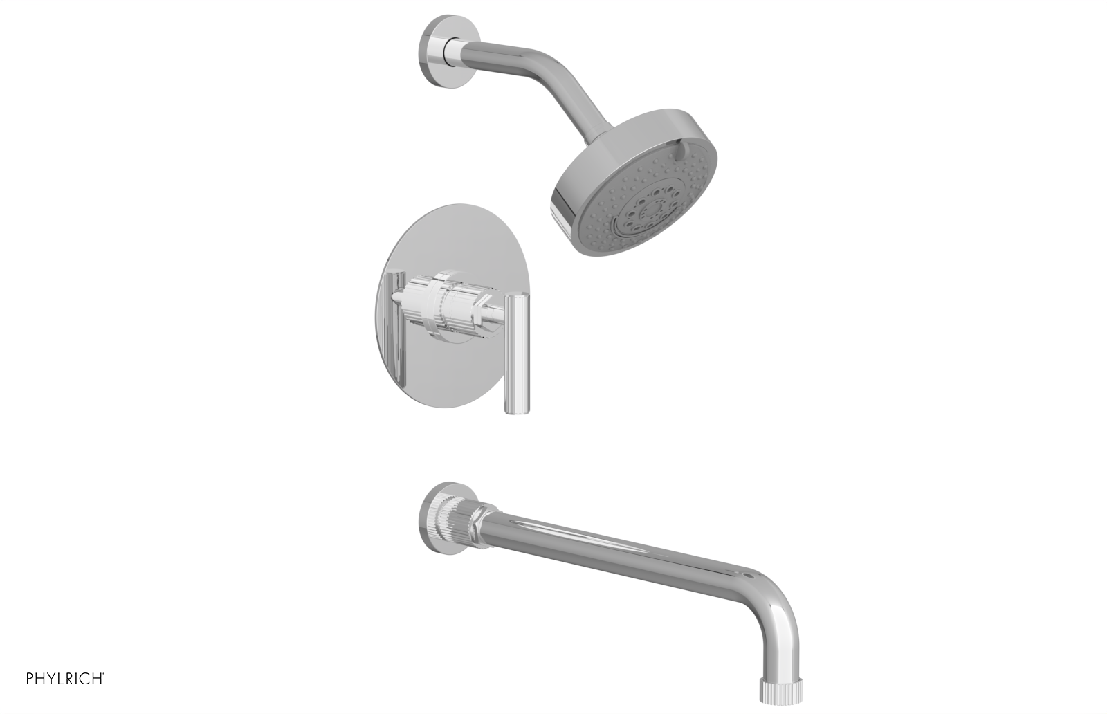 DUSTRIE - Pressure Balance Tub & Shower Set - 14" Spout -  Lever Handle - Grooved 370-27-14