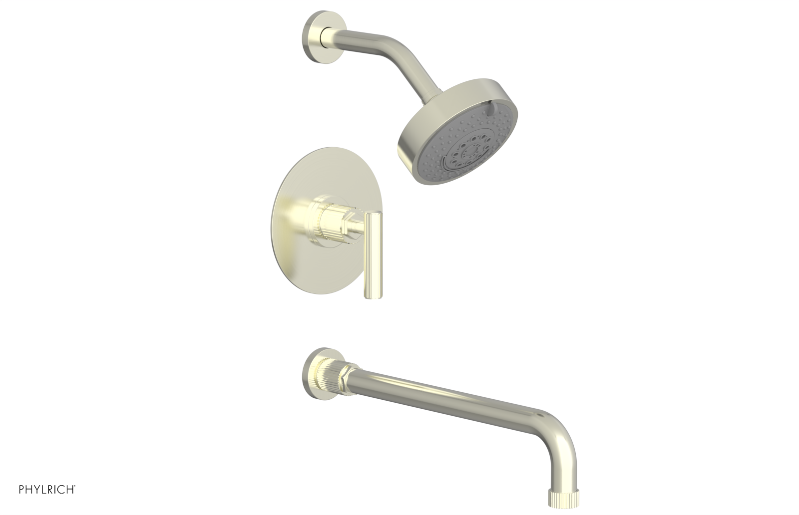 DUSTRIE - Pressure Balance Tub & Shower Set - 14" Spout -  Lever Handle - Grooved 370-27-14