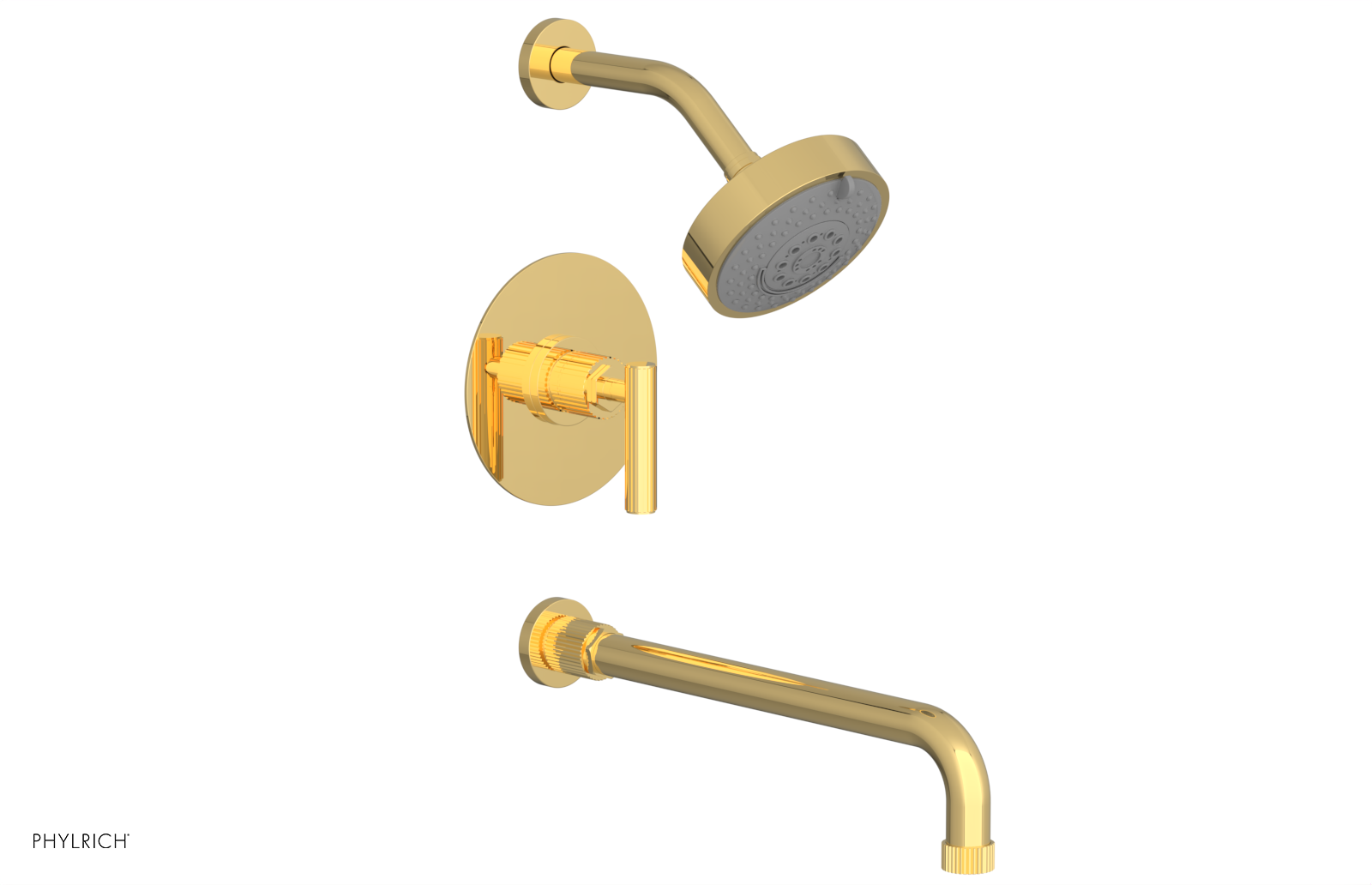 DUSTRIE - Pressure Balance Tub & Shower Set - 14" Spout -  Lever Handle - Grooved 370-27-14