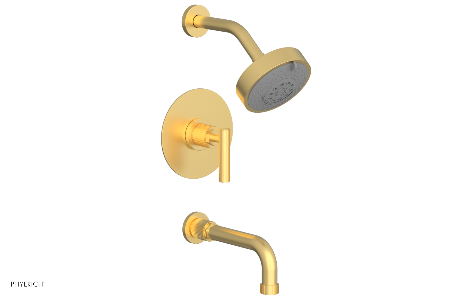 DUSTRIE - Pressure Balance Tub & Shower Set - 7 5/8" Spout -  Lever Handle - Grooved 370-27
