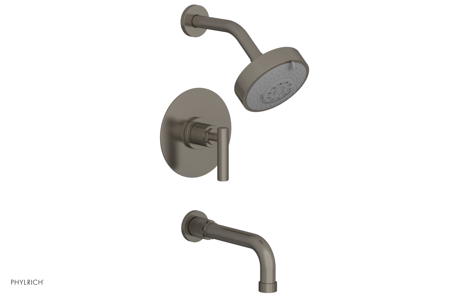 DUSTRIE - Pressure Balance Tub & Shower Set - 7 5/8" Spout -  Lever Handle - Grooved 370-27