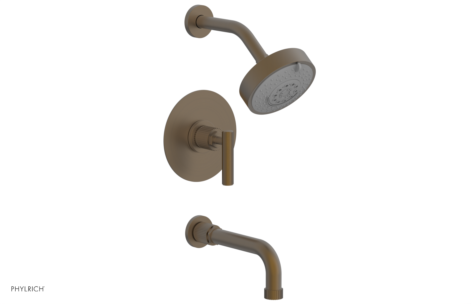 DUSTRIE - Pressure Balance Tub & Shower Set - 7 5/8" Spout -  Lever Handle - Grooved 370-27