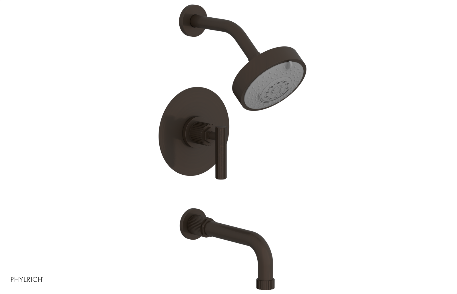 DUSTRIE - Pressure Balance Tub & Shower Set - 7 5/8" Spout -  Lever Handle - Grooved 370-27