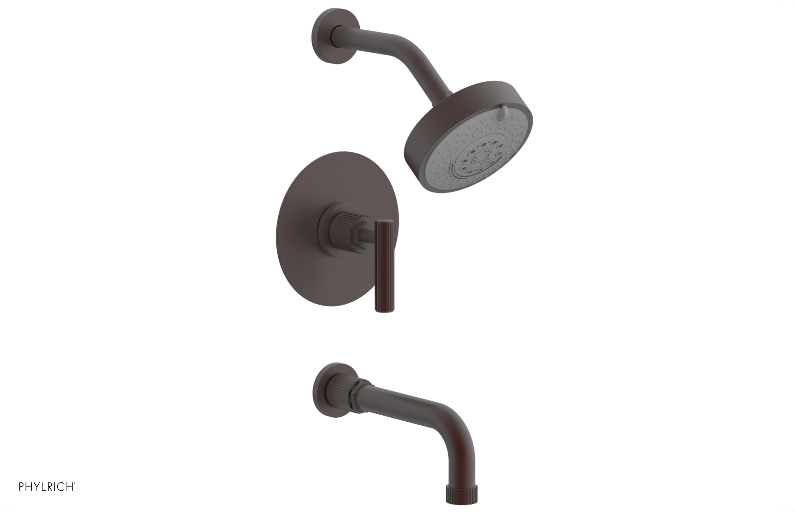 DUSTRIE - Pressure Balance Tub & Shower Set - 7 5/8" Spout -  Lever Handle - Grooved 370-27