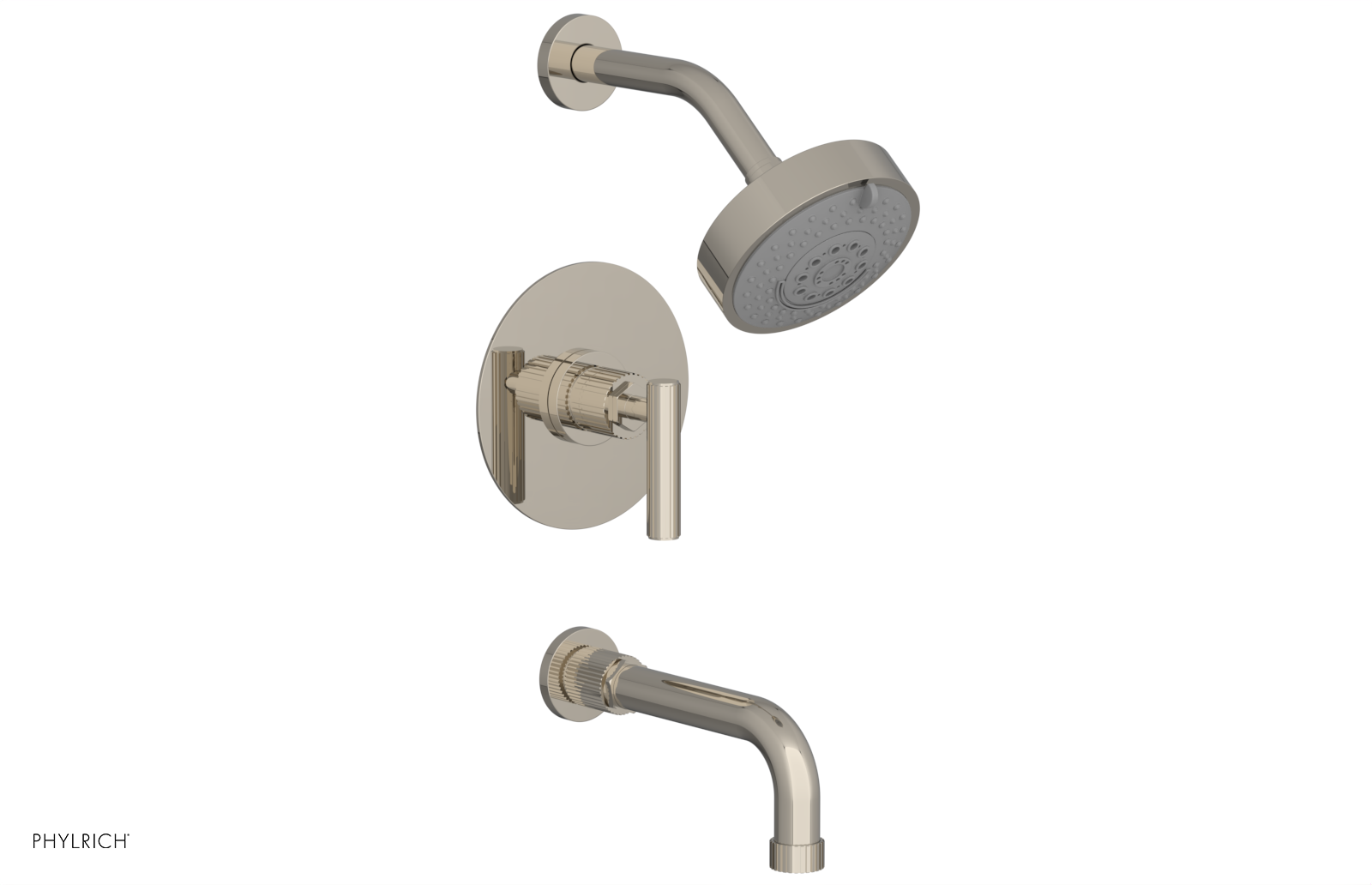 DUSTRIE - Pressure Balance Tub & Shower Set - 7 5/8" Spout -  Lever Handle - Grooved 370-27