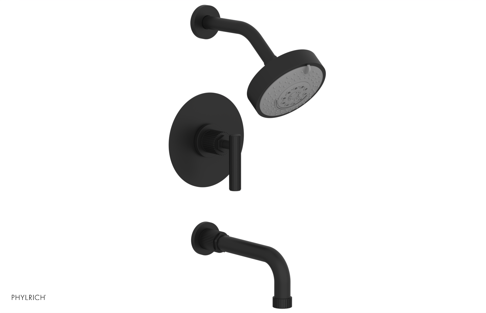 DUSTRIE - Pressure Balance Tub & Shower Set - 7 5/8" Spout -  Lever Handle - Grooved 370-27