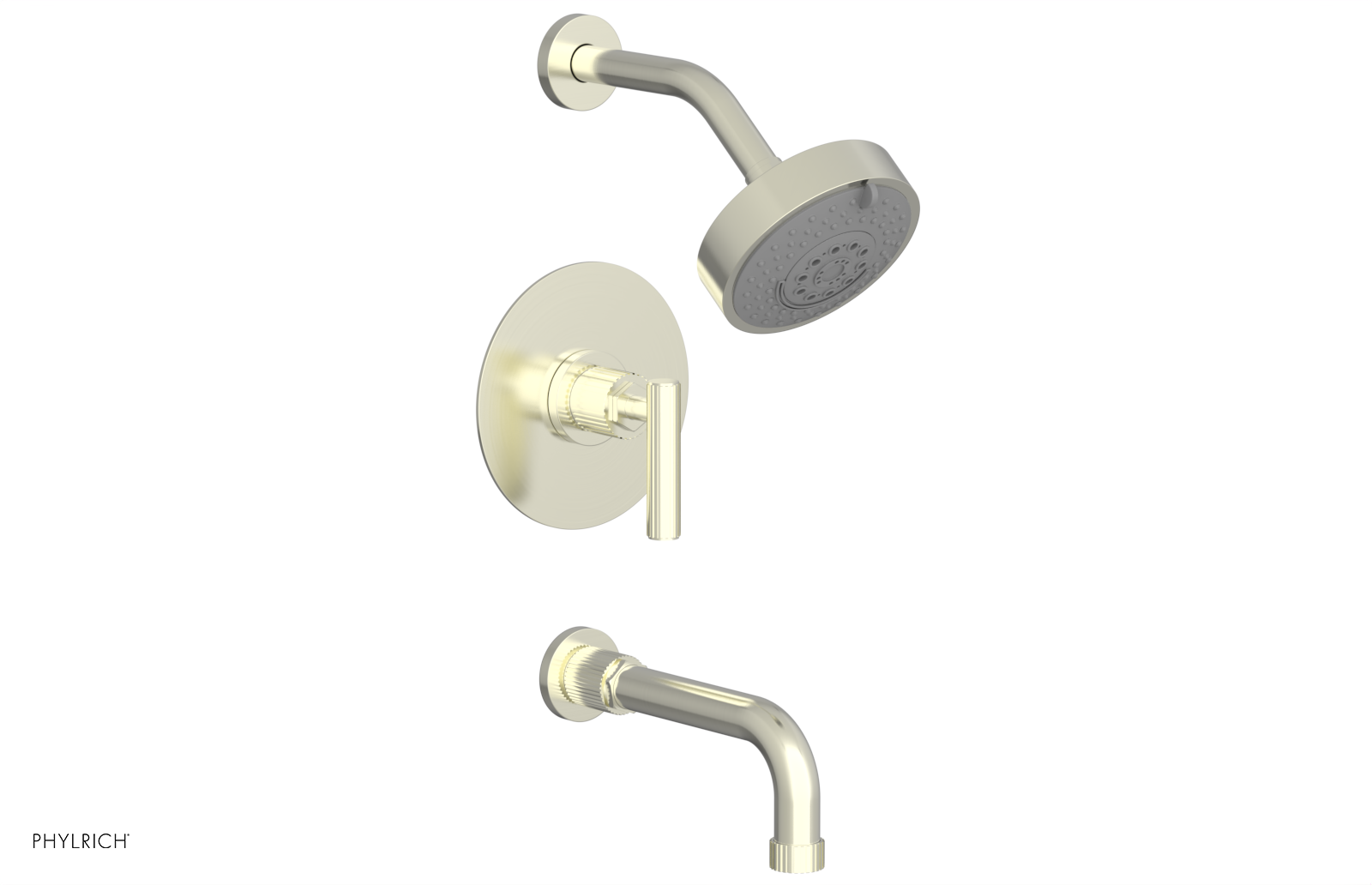 DUSTRIE - Pressure Balance Tub & Shower Set - 7 5/8" Spout -  Lever Handle - Grooved 370-27