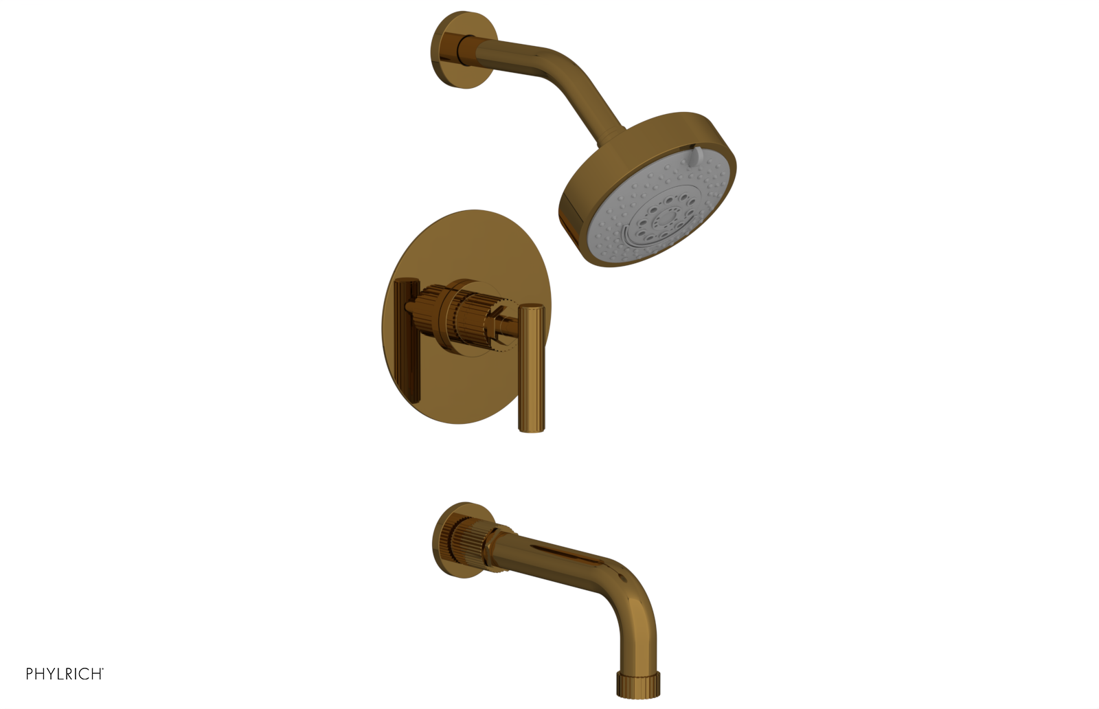 DUSTRIE - Pressure Balance Tub & Shower Set - 7 5/8" Spout -  Lever Handle - Grooved 370-27