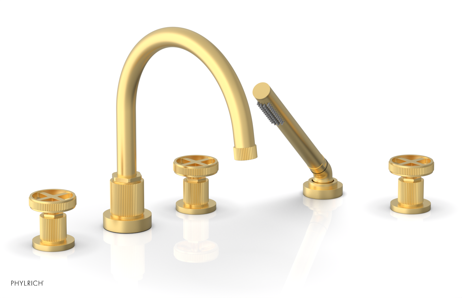 DUSTRIE - Deck Tub Set with Hand Shower - Cross Handles - Grooved 370-48