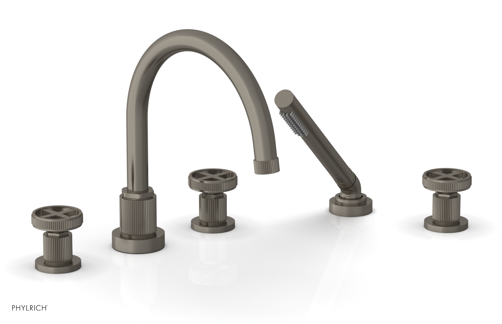 DUSTRIE - Deck Tub Set with Hand Shower - Cross Handles - Grooved 370-48