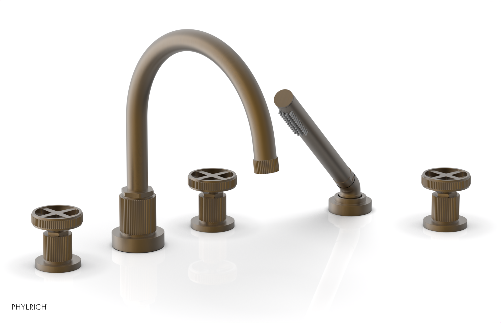 DUSTRIE - Deck Tub Set with Hand Shower - Cross Handles - Grooved 370-48