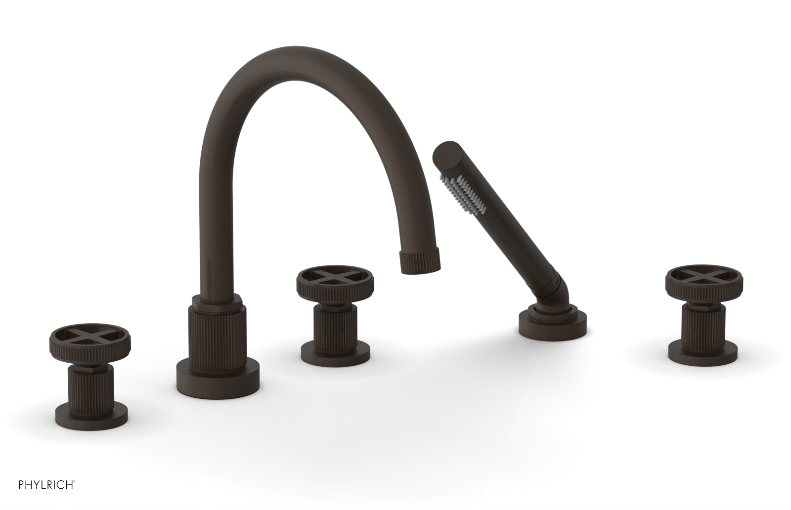 DUSTRIE - Deck Tub Set with Hand Shower - Cross Handles - Grooved 370-48