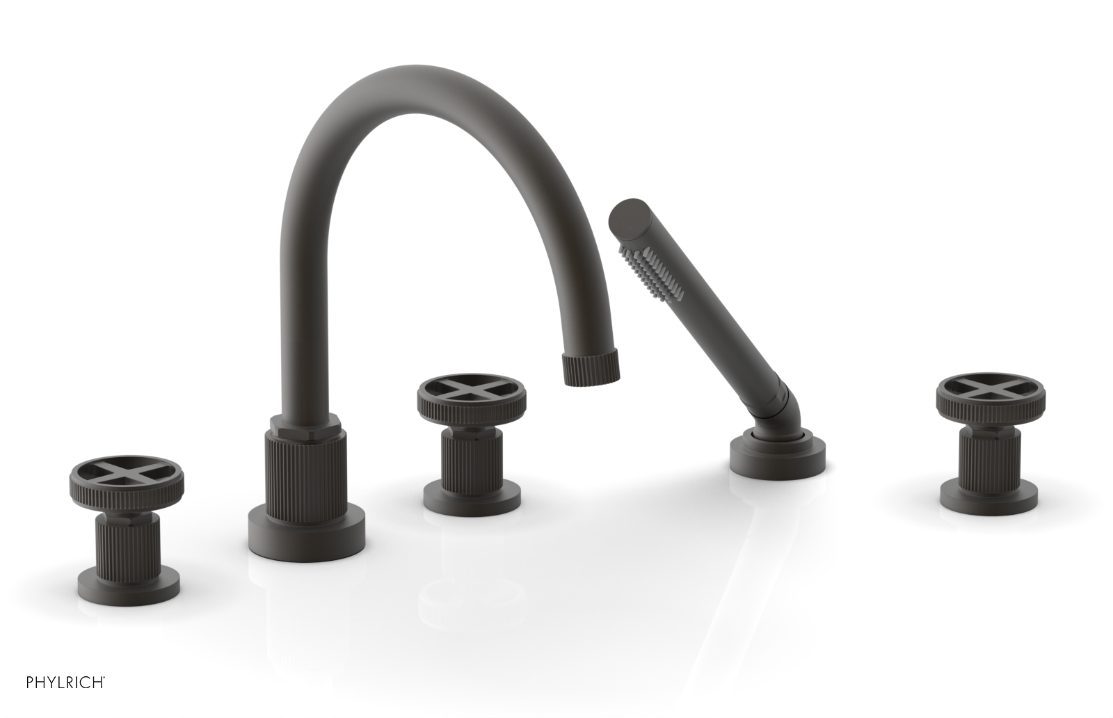 DUSTRIE - Deck Tub Set with Hand Shower - Cross Handles - Grooved 370-48