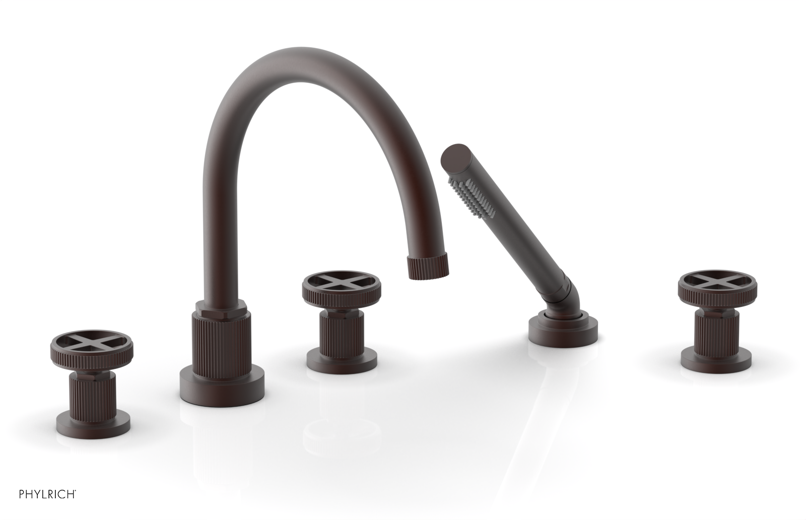 DUSTRIE - Deck Tub Set with Hand Shower - Cross Handles - Grooved 370-48