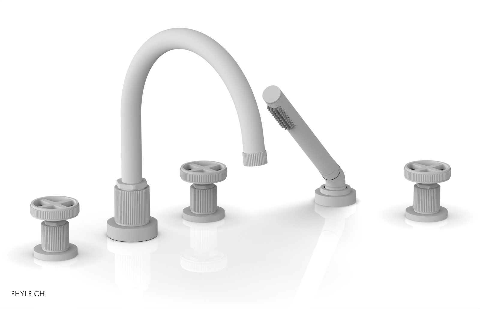 DUSTRIE - Deck Tub Set with Hand Shower - Cross Handles - Grooved 370-48