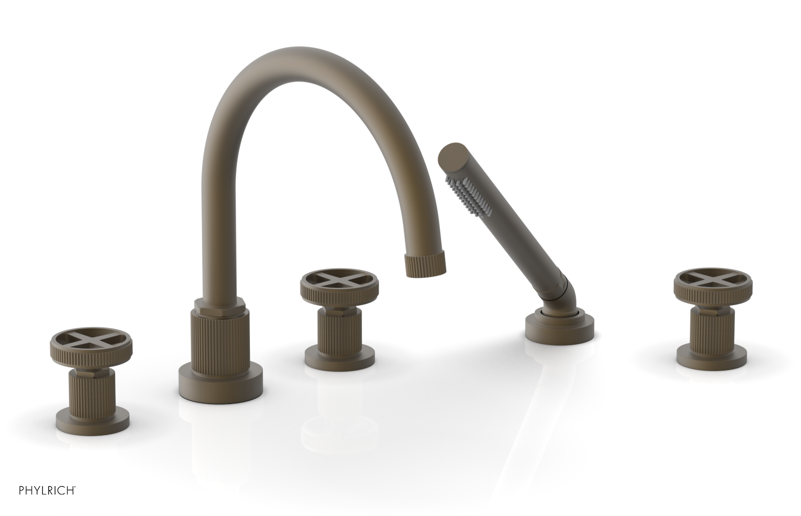 DUSTRIE - Deck Tub Set with Hand Shower - Cross Handles - Grooved 370-48