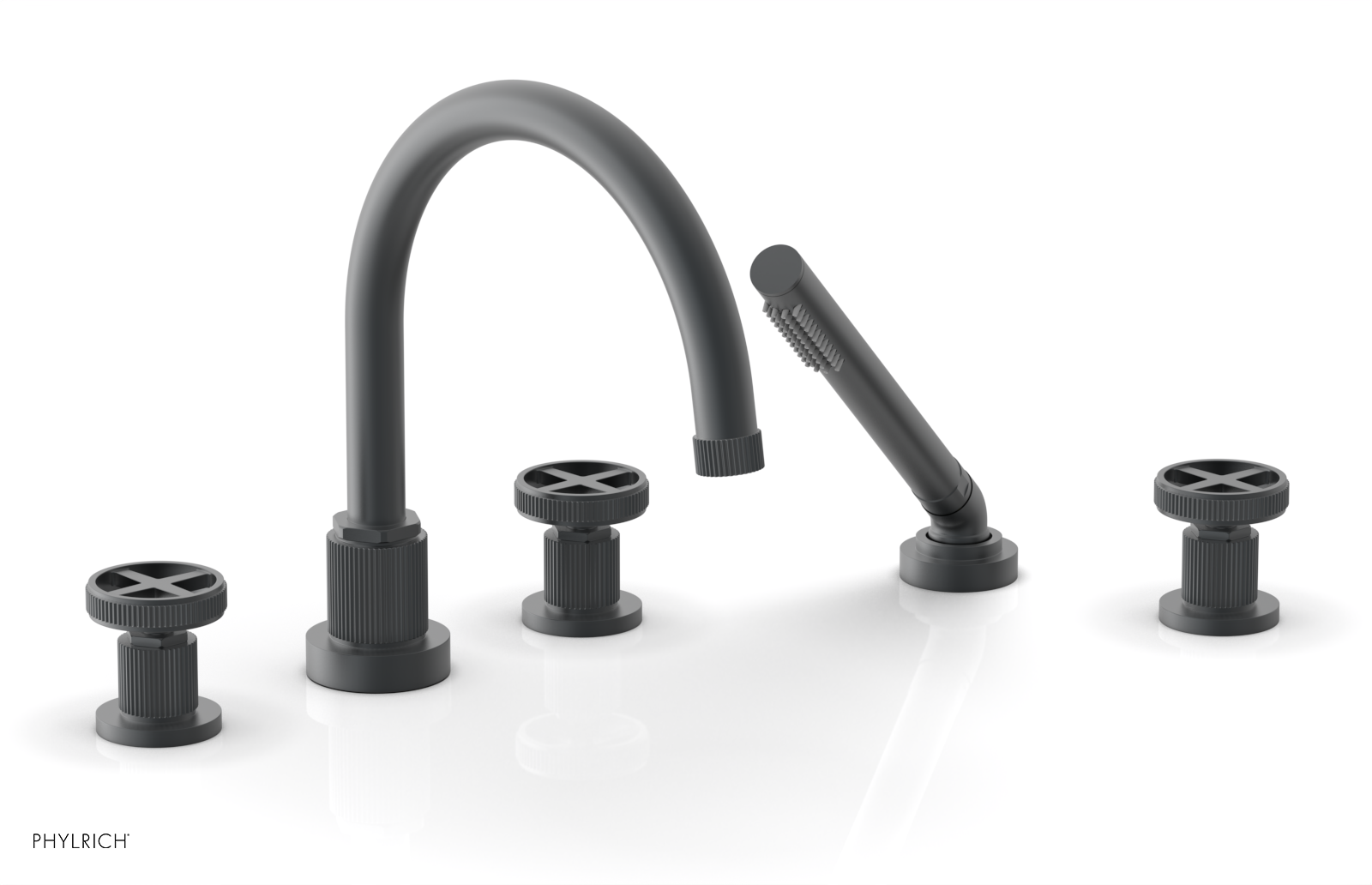 DUSTRIE - Deck Tub Set with Hand Shower - Cross Handles - Grooved 370-48