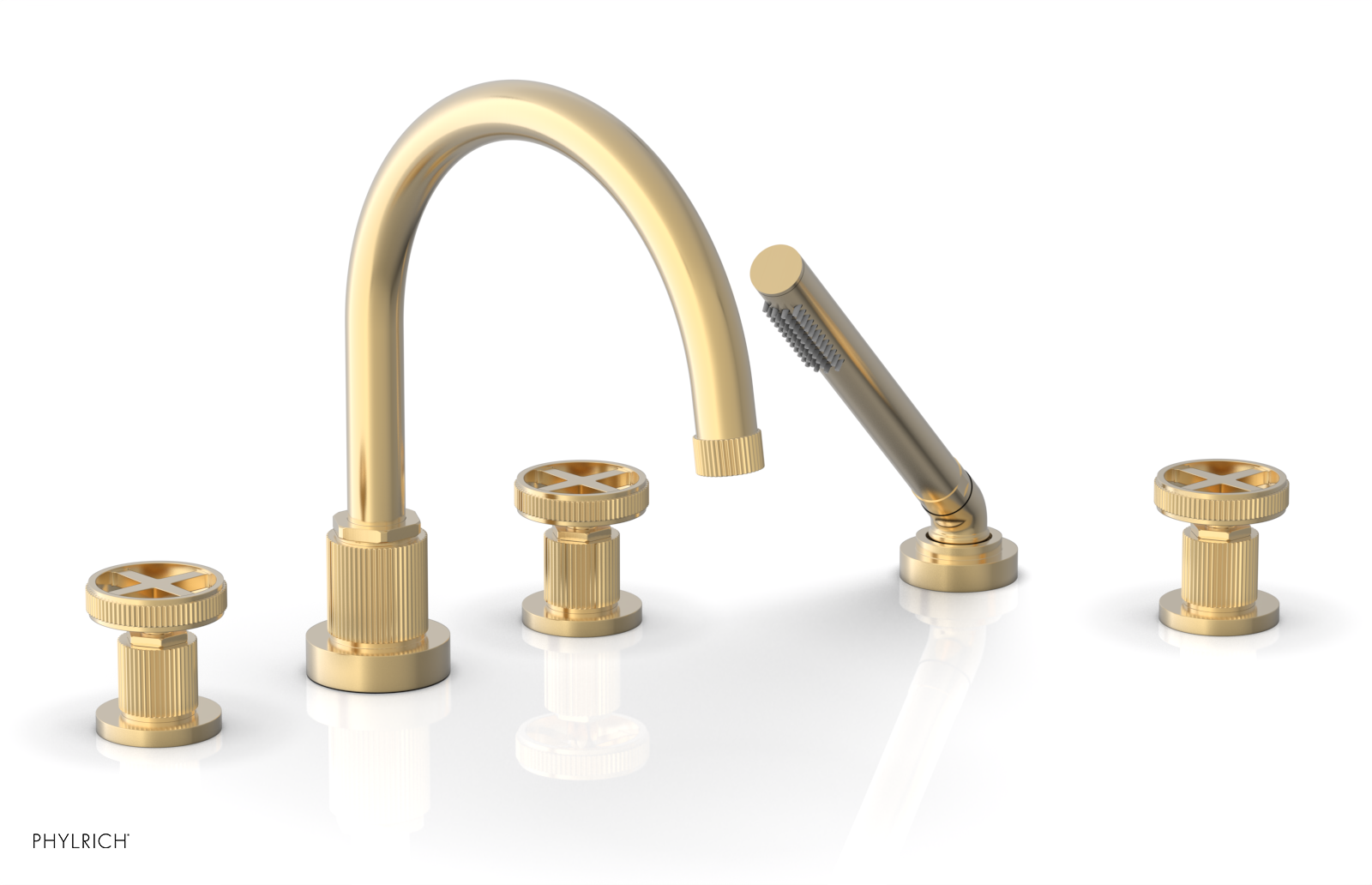 DUSTRIE - Deck Tub Set with Hand Shower - Cross Handles - Grooved 370-48