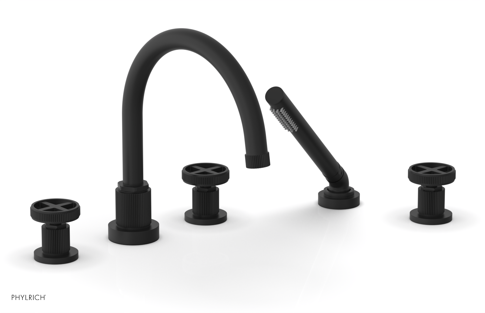 DUSTRIE - Deck Tub Set with Hand Shower - Cross Handles - Grooved 370-48