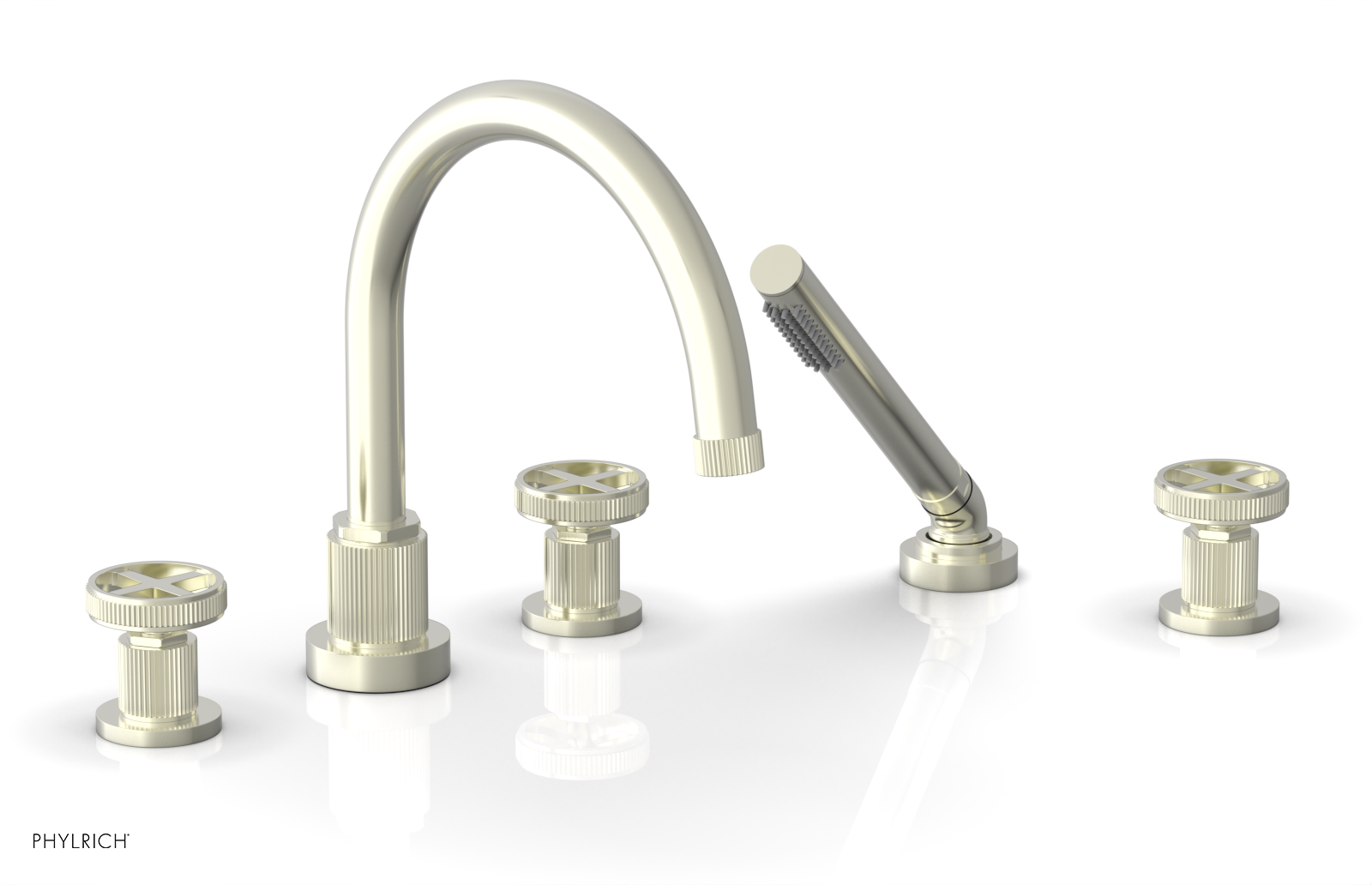 DUSTRIE - Deck Tub Set with Hand Shower - Cross Handles - Grooved 370-48